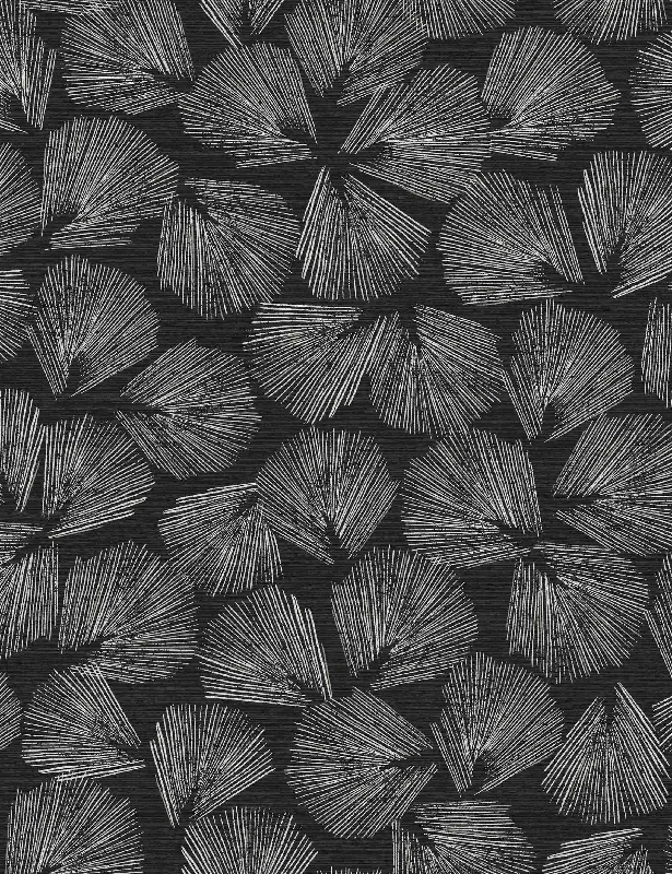 Elora Leaf Wallpaper Swatch by Christiane Lemieux, Black