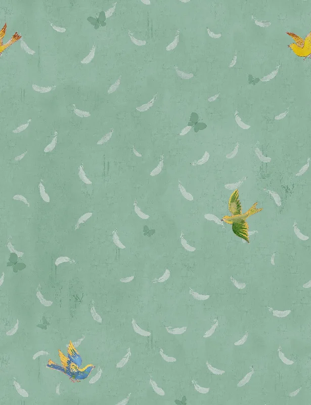 Feathers Wallpaper by Paule Marrot, Green, Swatch