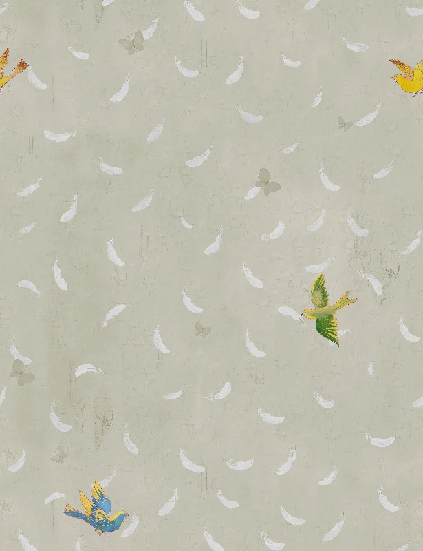 Feathers Wallpaper by Paule Marrot, Natural, Swatch