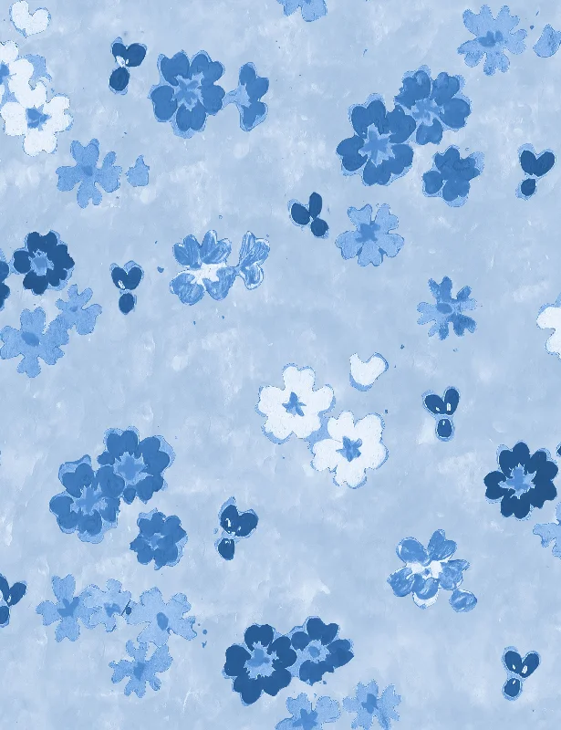 Flower Field Wallpaper by Paule Marrot, Blue, Swatch