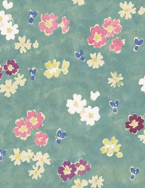 Flower Field Wallpaper by Paule Marrot, Green, Swatch