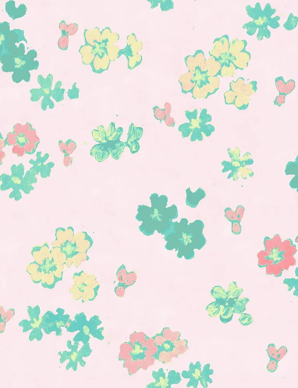 Flower Field Wallpaper by Paule Marrot, Light Pink, Swatch