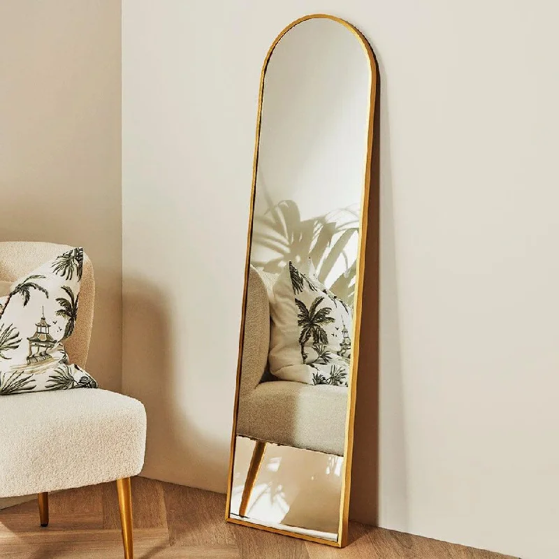 Ingham 140X40cm Metal Arch Mirror - Gold