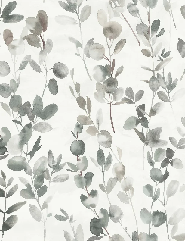 Joyful Eucalyptus Wallpaper by Candice Olson, Gray Swatch