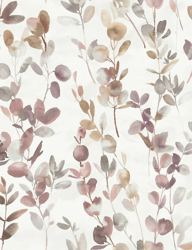 Joyful Eucalyptus Wallpaper by Candice Olson, Plum Swatch