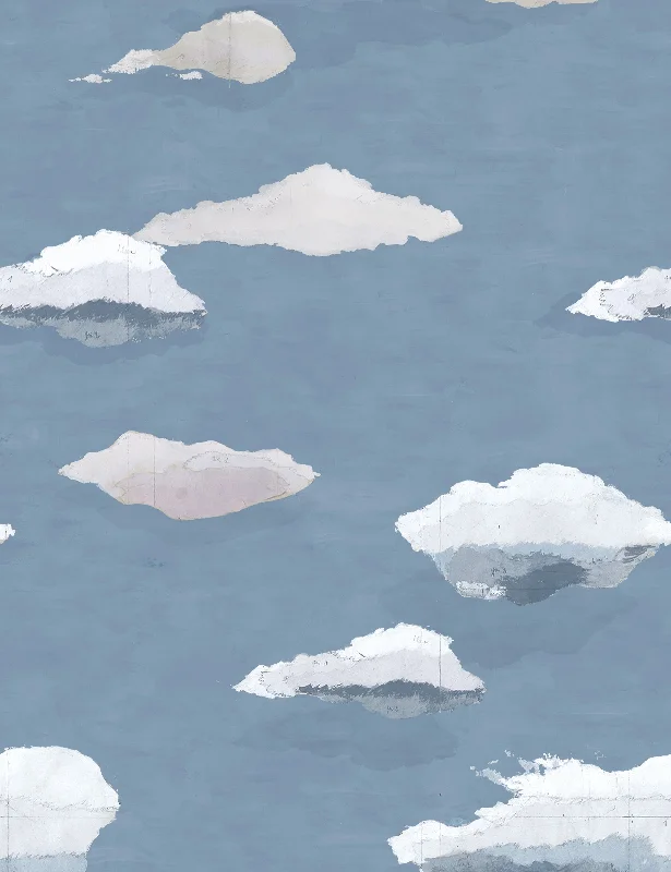 Les Nuages Wallpaper by Paule Marrot, Blue, Swatch