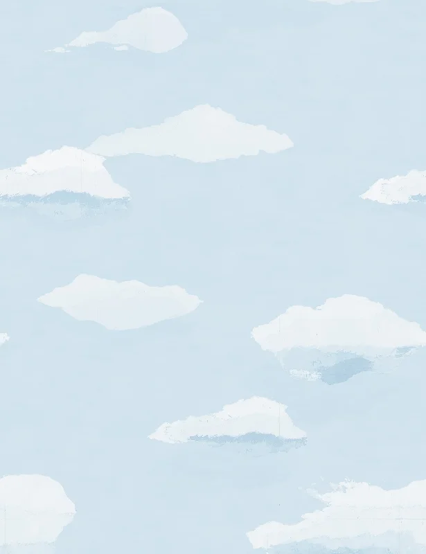 Les Nuages Wallpaper by Paule Marrot, Light Blue, Swatch