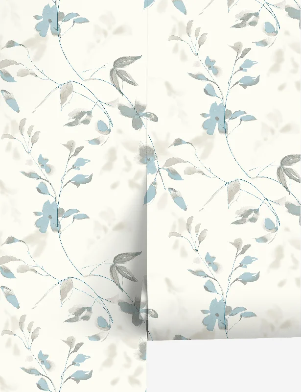 Linden Flower Peel + Stick Wallpaper, Blue