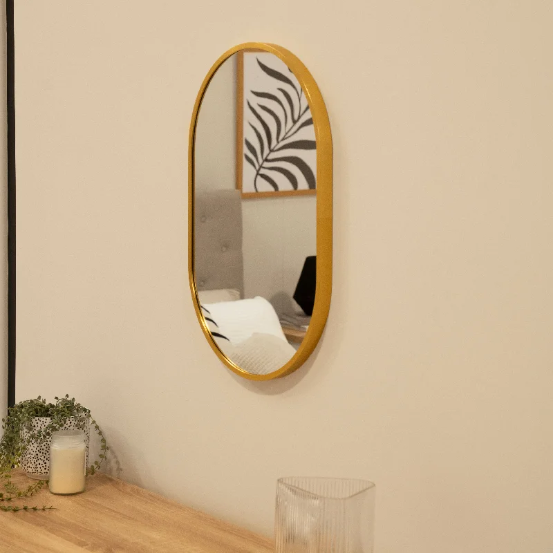 Lowesby 60X40cm Metal Capsule Mirror - Gold