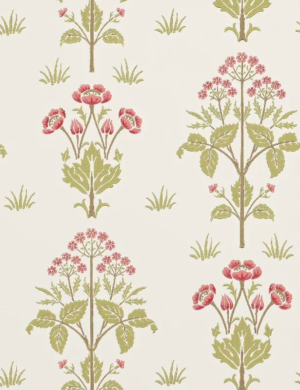 Meadow Street Wallpaper by Morris & Co. Swatch, Rose and Olive