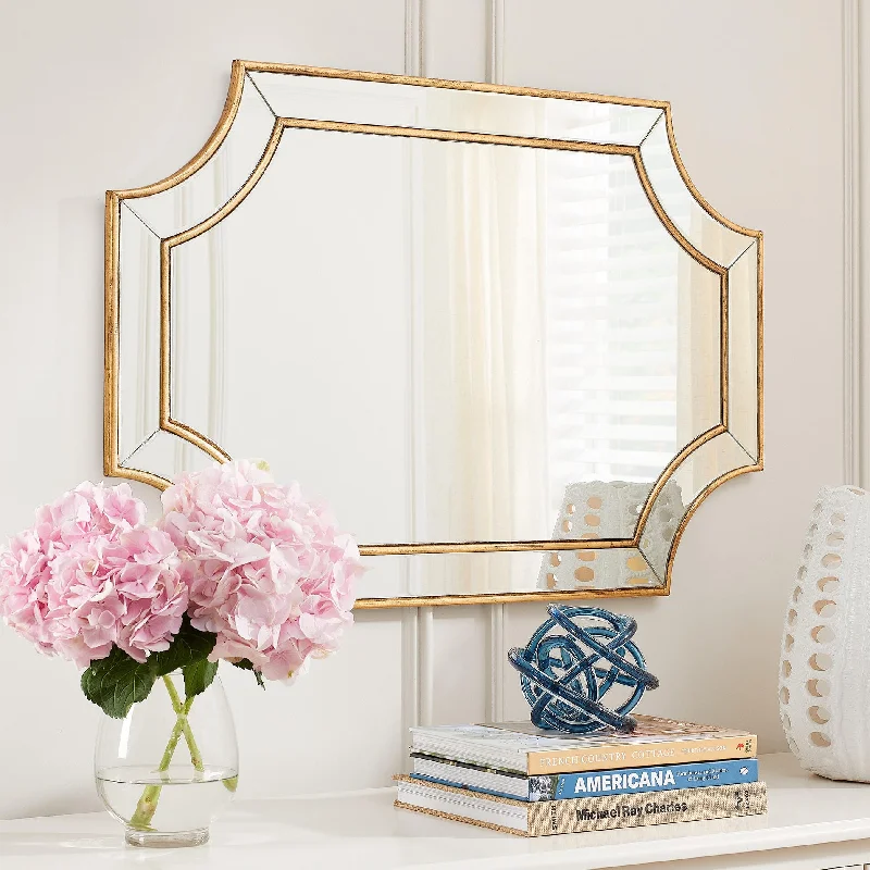 Medium Ornate Gold Beveled Glass Classic Accent Mirror (24 in. H x 35 in. W) - $80