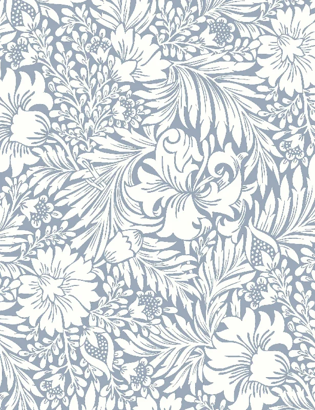 Modern Acanthus Peel + Stick Wallpaper by Erin & Ben Co., Blue