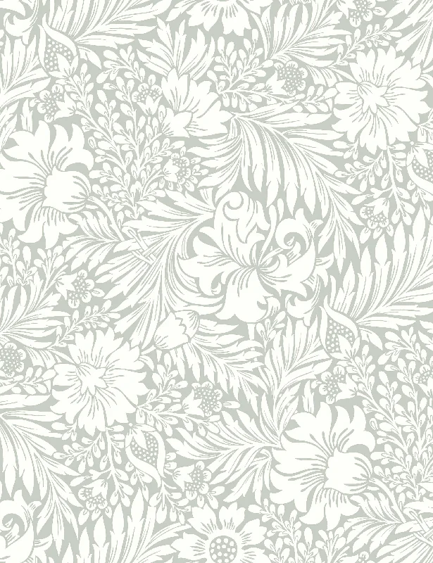 Modern Acanthus Peel + Stick Wallpaper by Erin & Ben Co., Gray