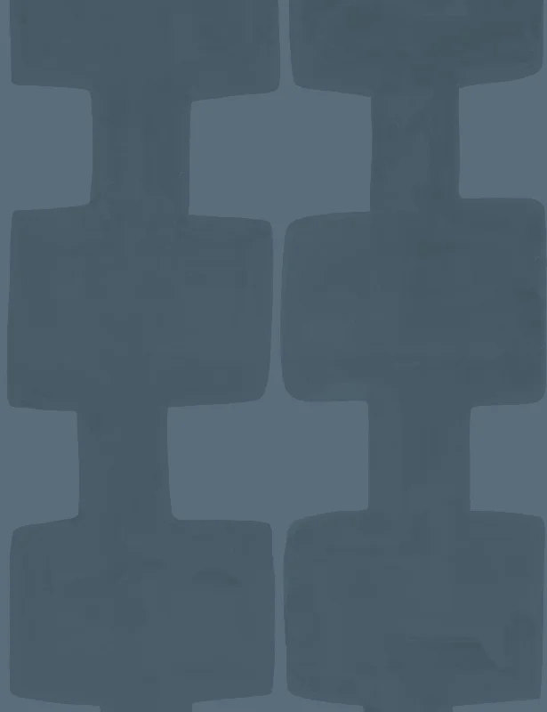 Modern Blocks Wallpaper by Paule Marrot, Navy, Swatch