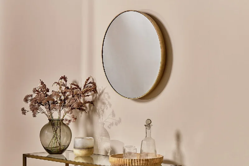 Olena Round Mirror - Antique Brass