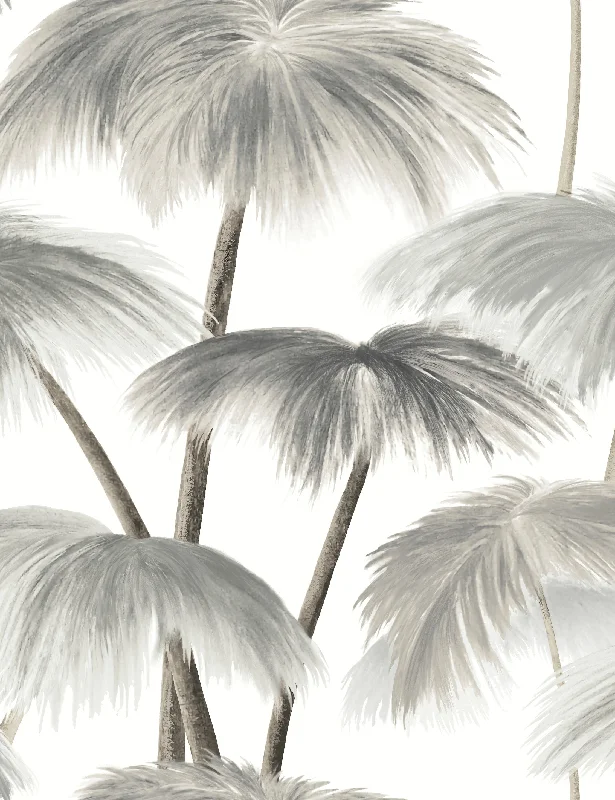 Plein Air Palms Wallpaper Swatch by Christiane Lemieux, Gray