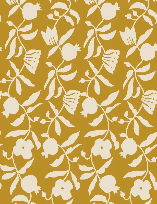 Pome Floral Wallpaper Swatch by Sarah Sherman Samuel, Ochre