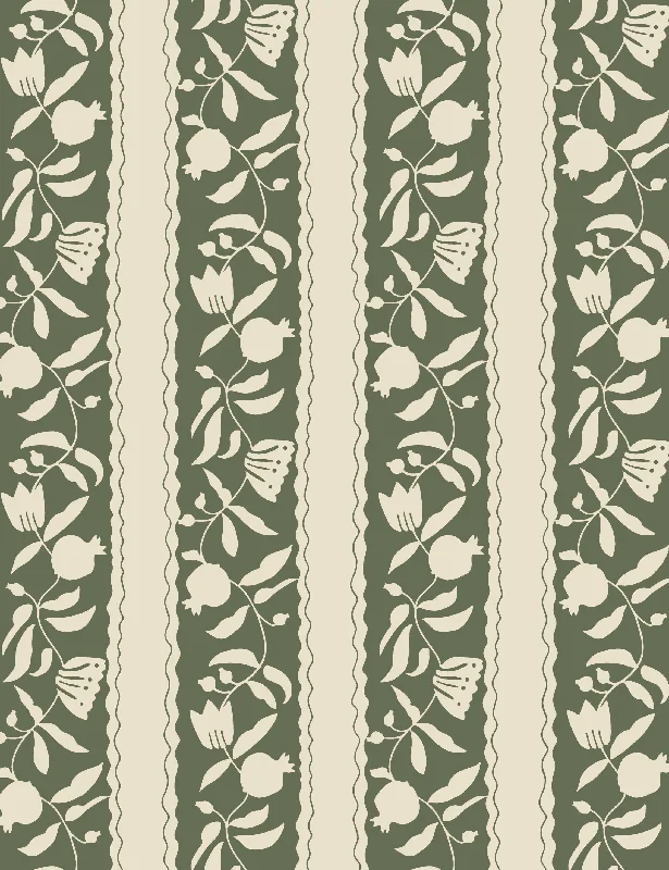 Pome Stripe Wallpaper Swatch by Sarah Sherman Samuel, Olive