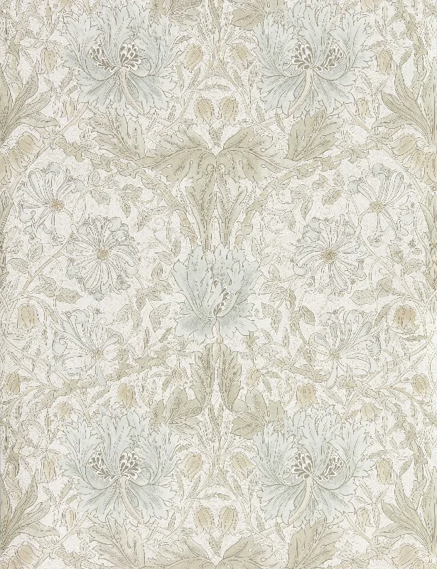 Pure Honeysuckle & Tulip Wallpaper by Morris & Co. Swatch, Linen