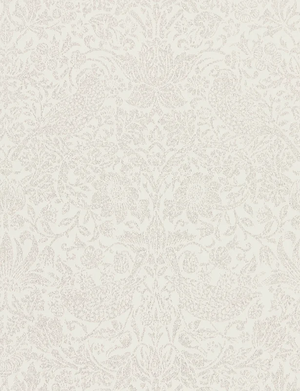 Pure Strawberry Thief Wallpaper by Morris & Co. Swatch, Oyster and Chalk