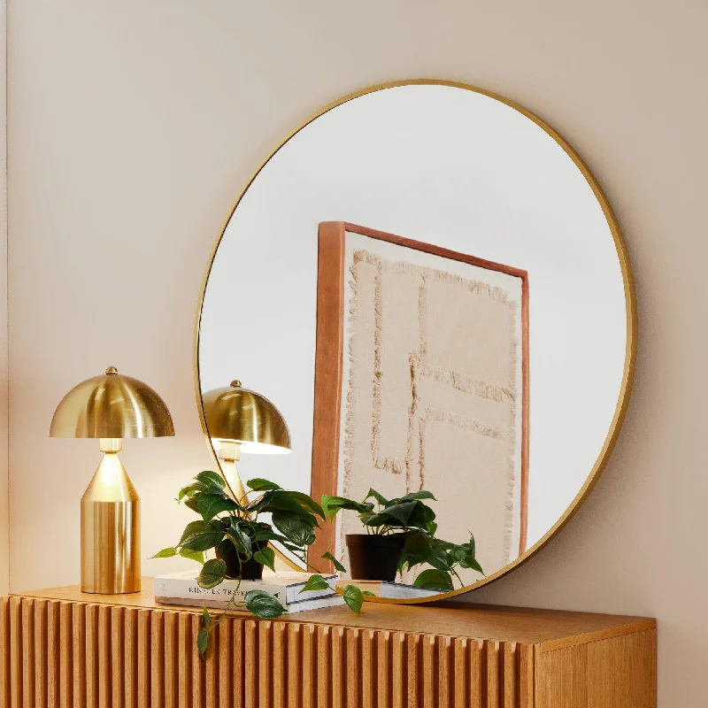 Marbury 100cm Metal Round Mirror - Gold