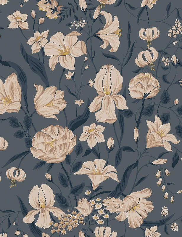 Scalamandre Karins Buckett Wallpaper Swatch by Sandberg, Indigo