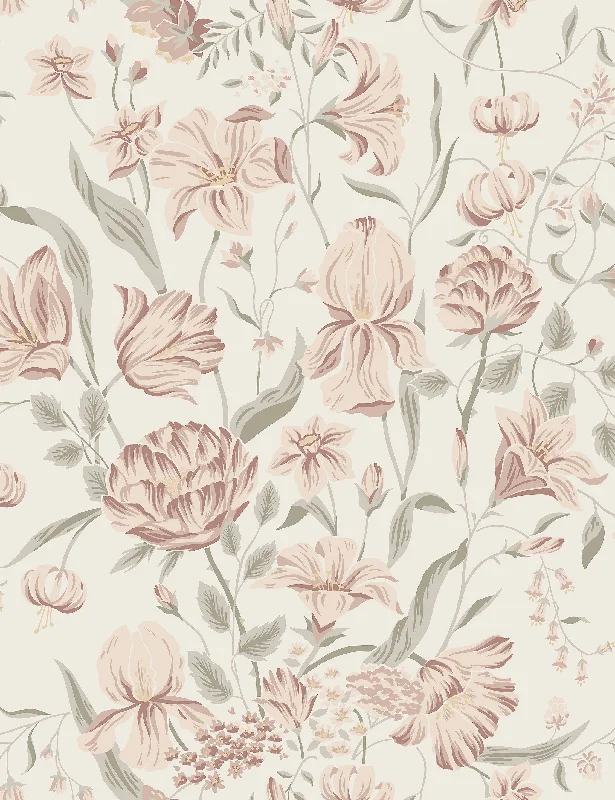 Scalamandre Karins Buckett Wallpaper Swatch by Sandberg, Pink