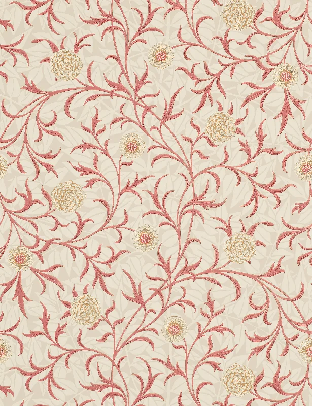 Scroll Wallpaper by Morris & Co. Swatch, Red