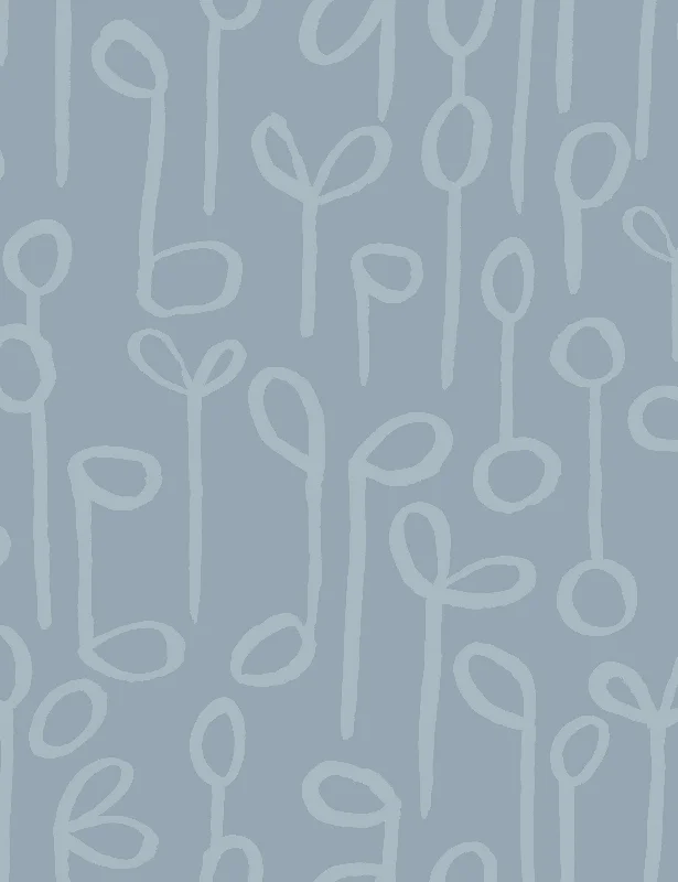 Seedlings Wallpaper by Susan Hable Swatch, Blue