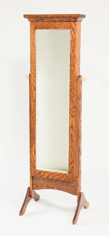 Amish Standing Shaker Mirrored Jewelry Armoire