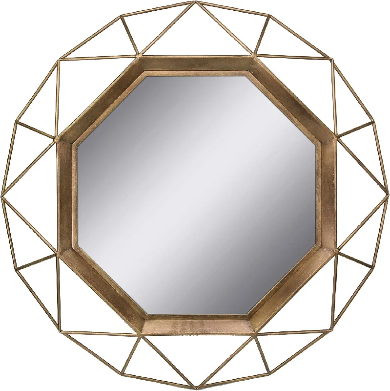 Stonebriar SB-6137A Gold Geometric Wall Mirror, 30 x 30 - $50