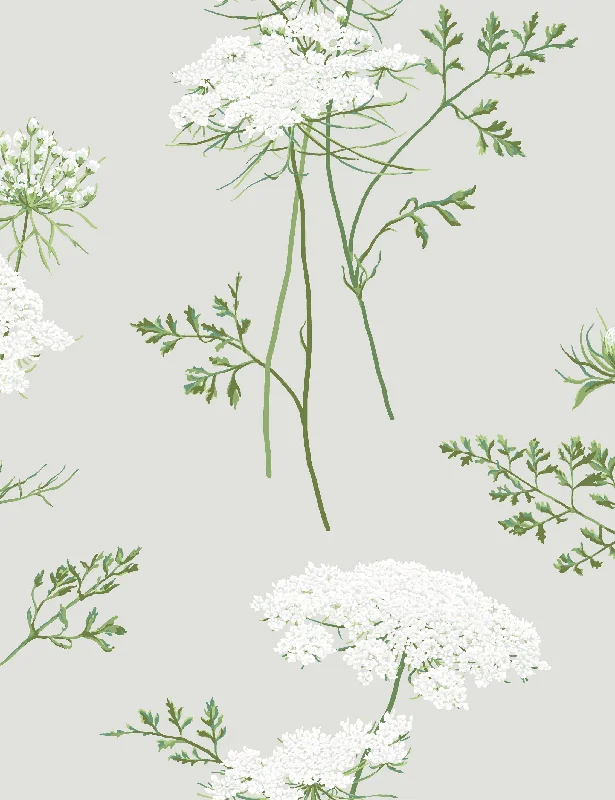 The Queens Lace Wallpaper by Sarah Jessica Parker, Silver Swatch