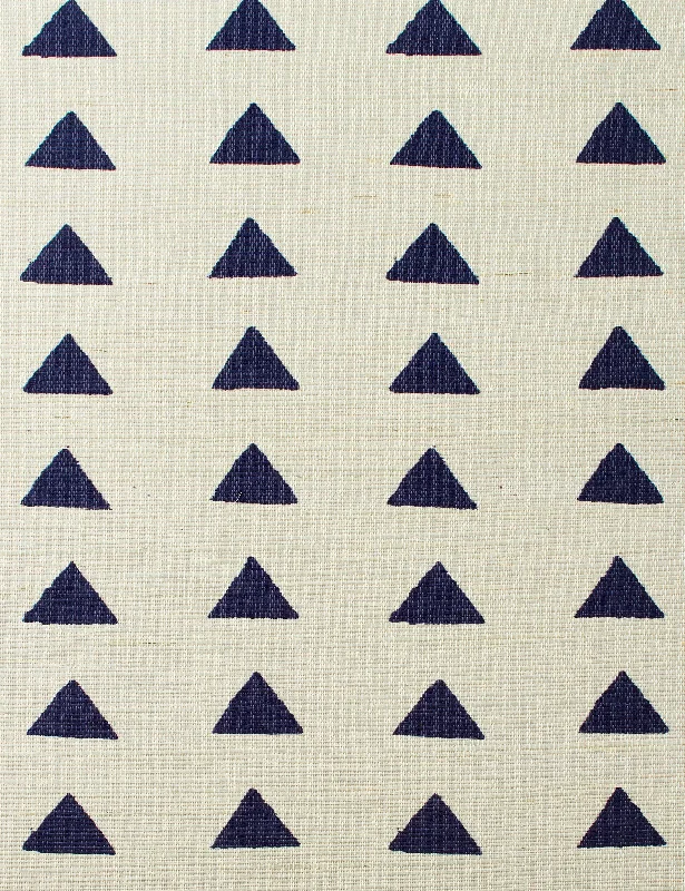 Triangles Grasscloth Wallpaper By Nathan Turner, Navy Swatch