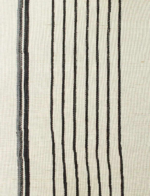 Two Tone Stripe Grasscloth Wallpaper By Nathan Turner, Black Gray Swatch