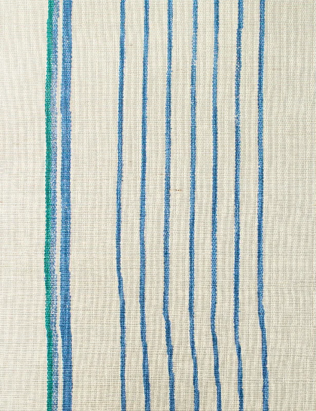 Two Tone Stripe Grasscloth Wallpaper By Nathan Turner, Sea Green Blue Swatch