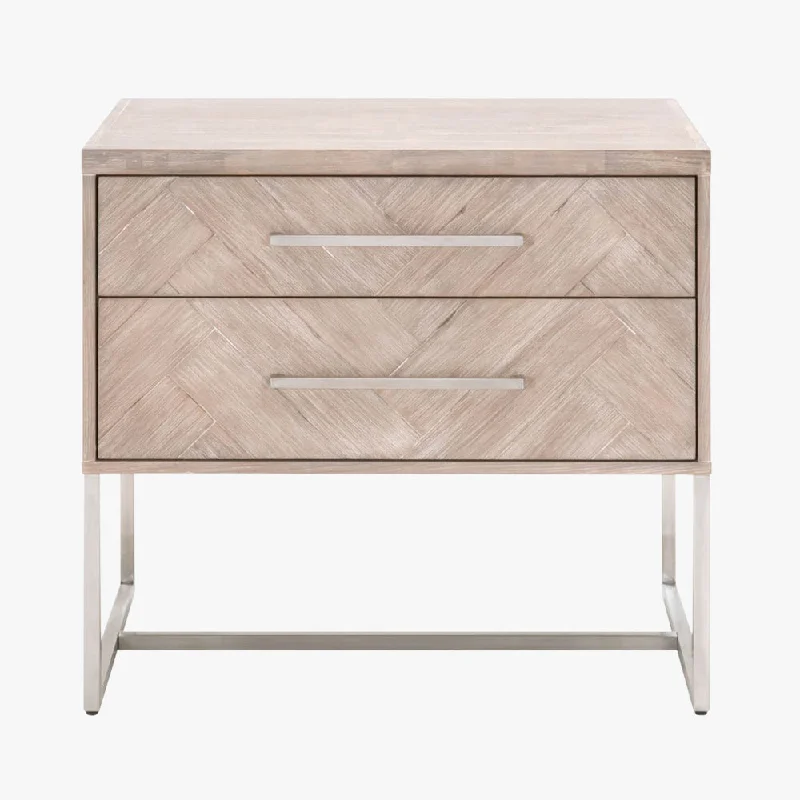 Herringbone Greywash Nightstand