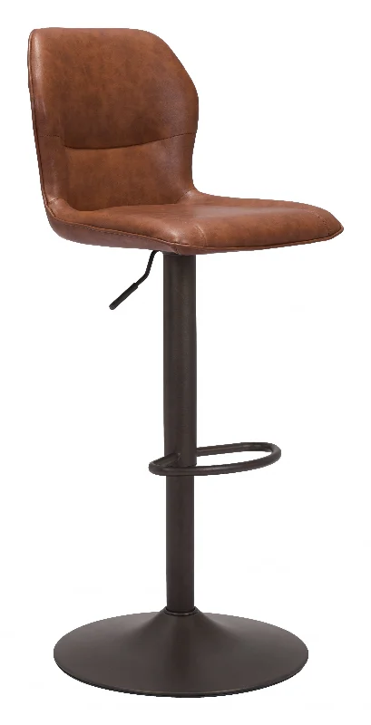 Adjustable Height Brown And Black Steel Swivel Low Back Counter Height Bar Chair