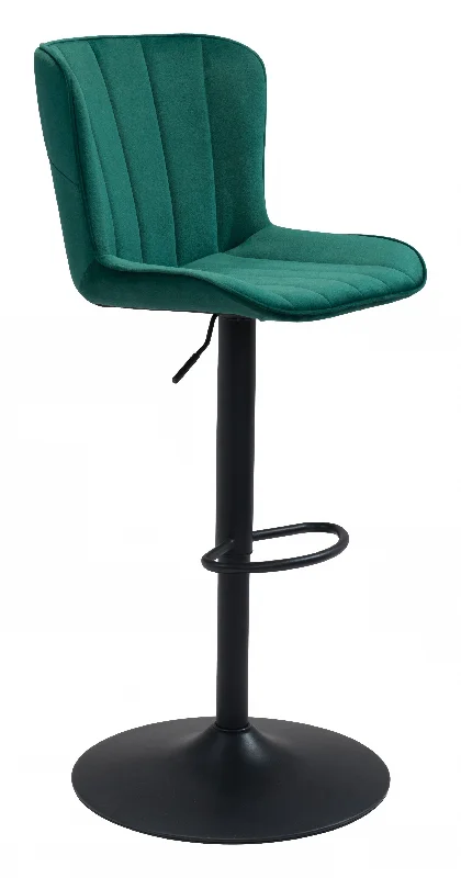 Adjustable Height Green And Black Steel Swivel Low Back Counter Height Bar Chair