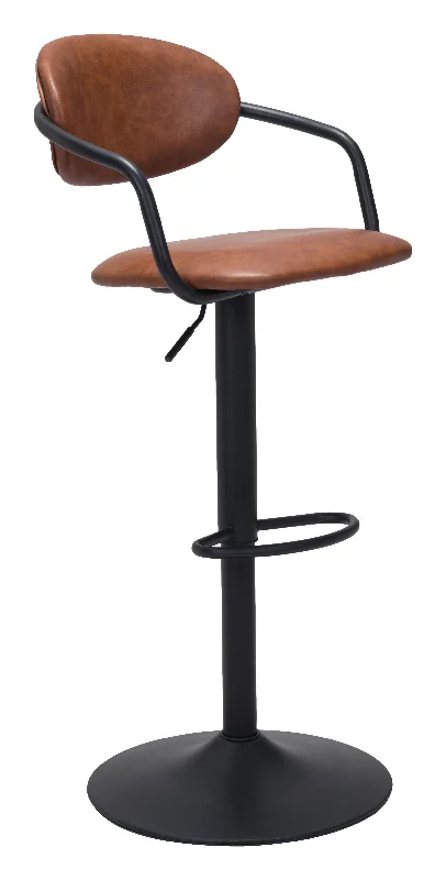 Adjustable Height Brown And Black Steel Swivel Low Back Counter Height Bar Chair