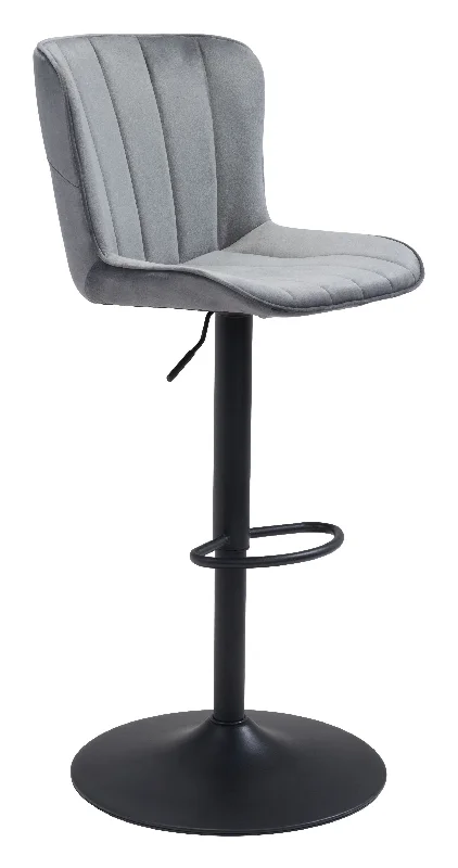 Adjustable Height Gray And Black Steel Swivel Low Back Counter Height Bar Chair