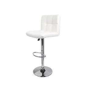 Backrest Chrome Faux Leather Kitchen Breakfast Barstool Swivel - White