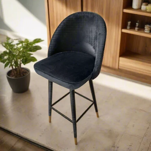 Brando Velvet Black Bar Stool