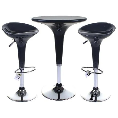 Chrome Bar Stool Black and Table