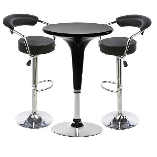 Chrome Bar Stool Black and Table