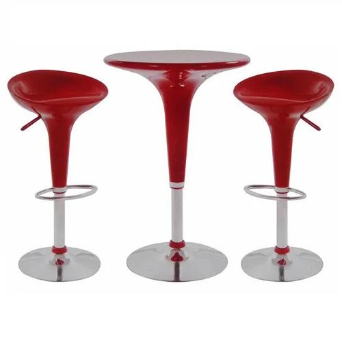 Chrome Bar Stool Red and Table