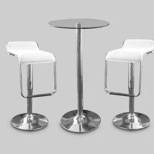 Chrome Bar Stool White and Table