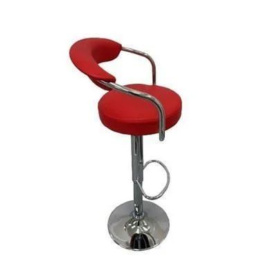 Chrome Bar Stool with backrest - Red