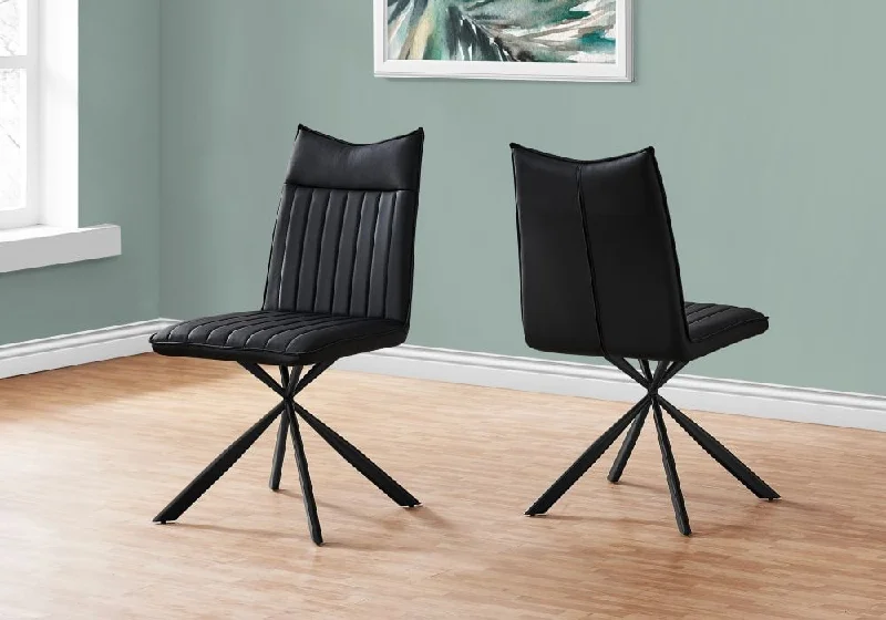 Monarch Dining Chair 2PC 36"H Black Leather-Look Black