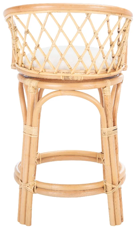 Safavieh Reslor Rattan Counter Stool W/ Cushion White