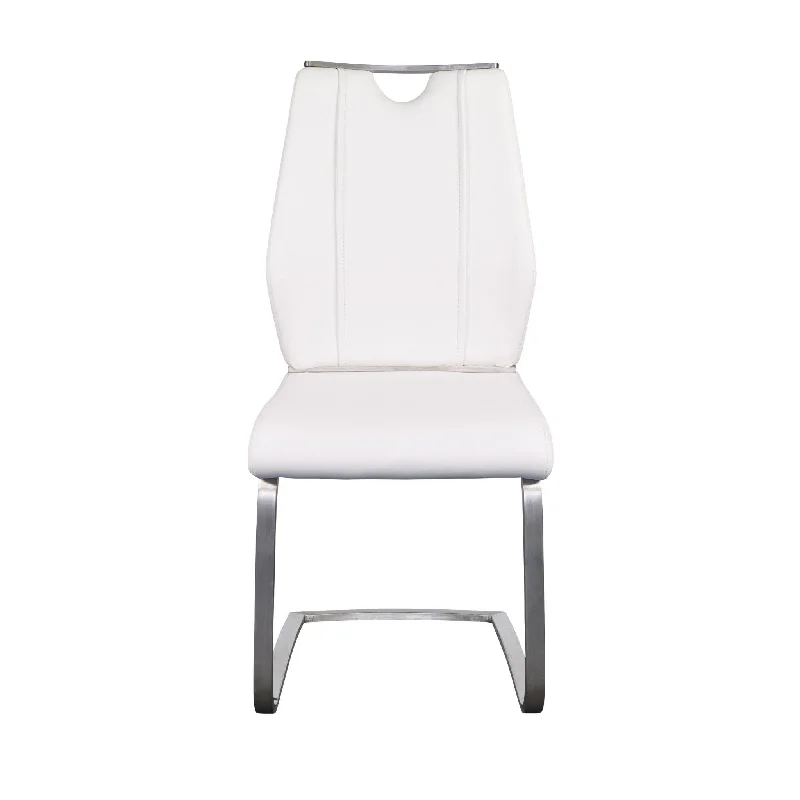 Set of Two White Faux Leather Cantilever Chairs